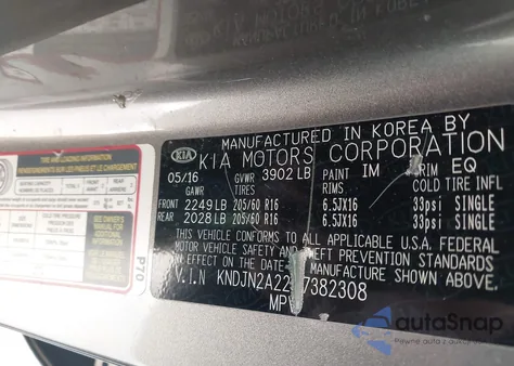 2016 Kia Soul z USA, uszkodzony, nr VIN KNDJN2A22G7382308